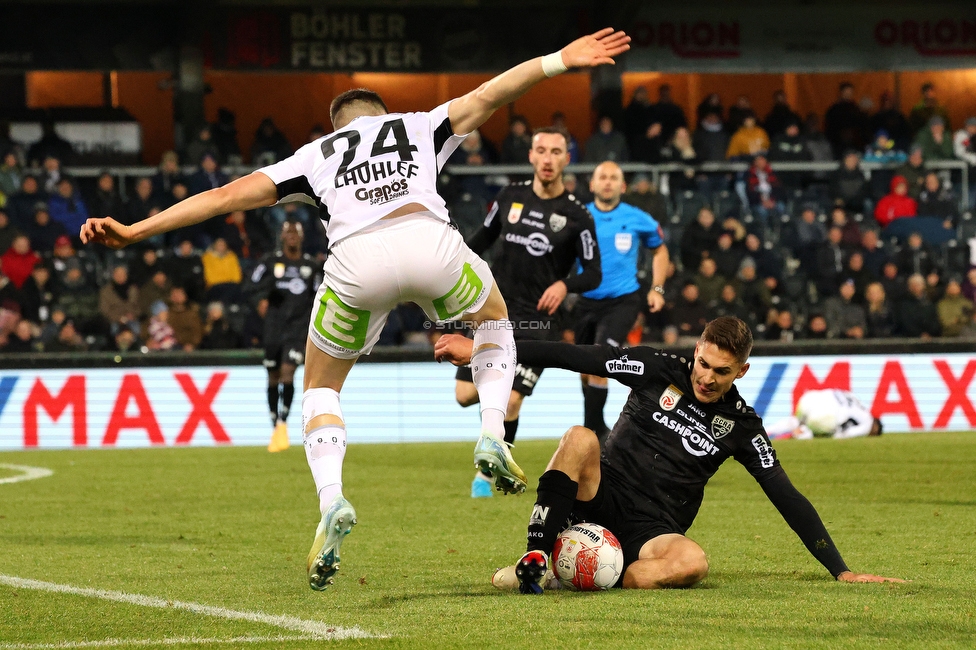 Altach - Sturm Graz
Oesterreichische Fussball Bundesliga, 15. Runde, SCR Altach - SK Sturm Graz, Stadion Schnabelholz Altach, 30.11.2024. 

Foto zeigt Dimitri Lavalee (Sturm)
