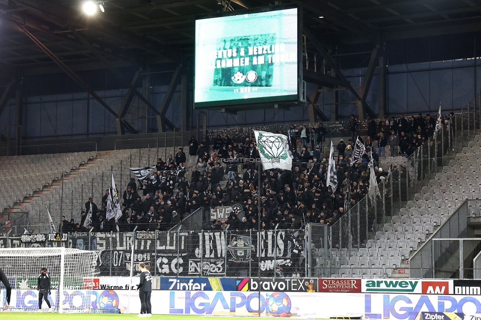 Tirol - Sturm Graz
Oesterreichische Fussball Bundesliga, 16. Runde, WSG Tirol - SK Sturm Graz, Tivoli Stadion Tirol, 07.12.2024. 

Foto zeigt Fans von Sturm
