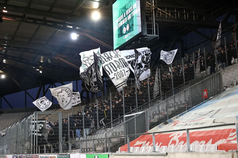 Tirol - Sturm Graz
Oesterreichische Fussball Bundesliga, 16. Runde, WSG Tirol - SK Sturm Graz, Tivoli Stadion Tirol, 07.12.2024. 

Foto zeigt Fans von Sturm
