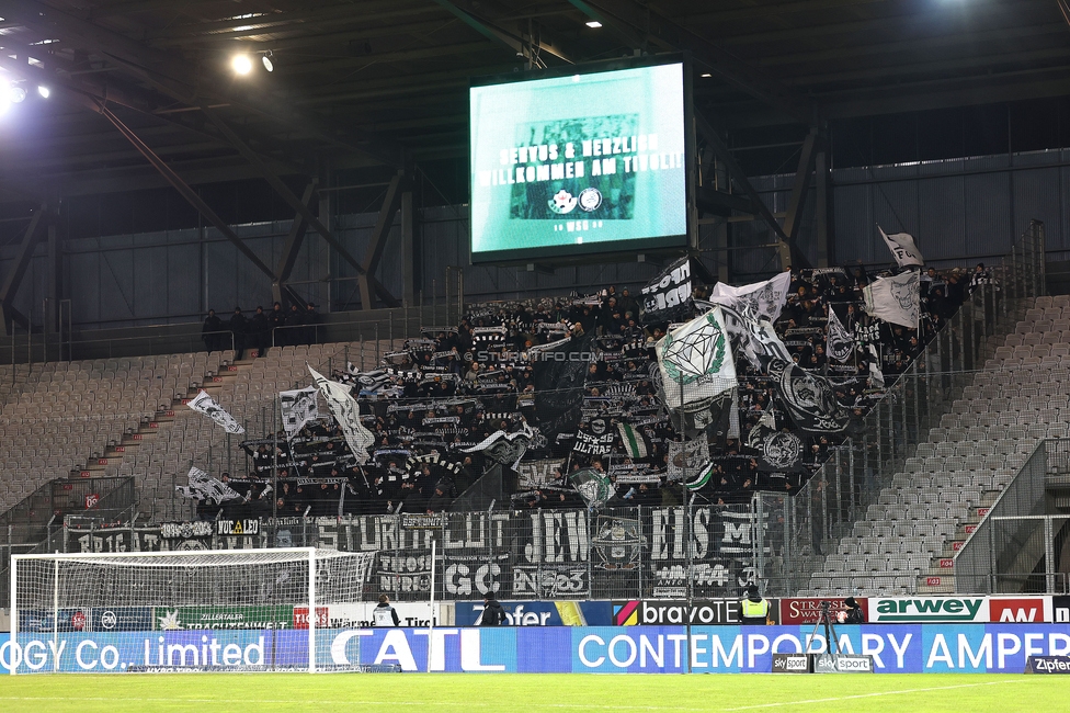 Tirol - Sturm Graz
Oesterreichische Fussball Bundesliga, 16. Runde, WSG Tirol - SK Sturm Graz, Tivoli Stadion Tirol, 07.12.2024. 

Foto zeigt Fans von Sturm
