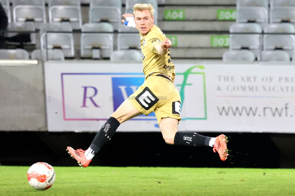 Tirol - Sturm Graz
Oesterreichische Fussball Bundesliga, 16. Runde, WSG Tirol - SK Sturm Graz, PROfertil Arena Hartberg, 07.12.2024. 

Foto zeigt Mika Biereth (Sturm)
