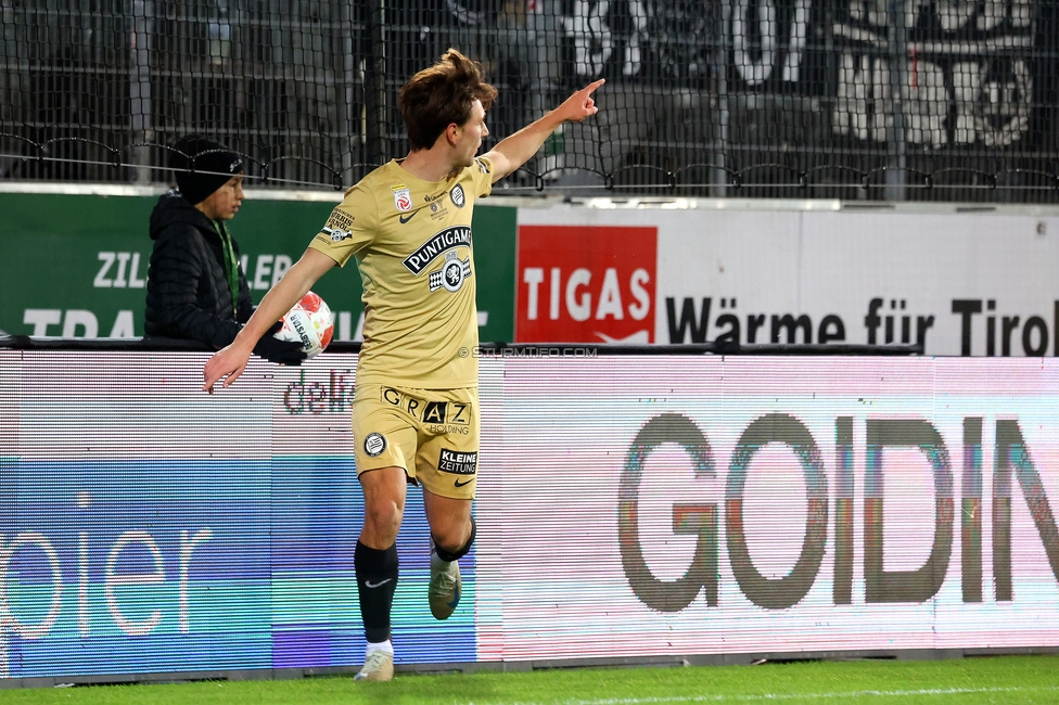 Tirol - Sturm Graz
Oesterreichische Fussball Bundesliga, 16. Runde, WSG Tirol - SK Sturm Graz, Tivoli Stadion Tirol, 07.12.2024. 

Foto zeigt William Boeving (Sturm)
