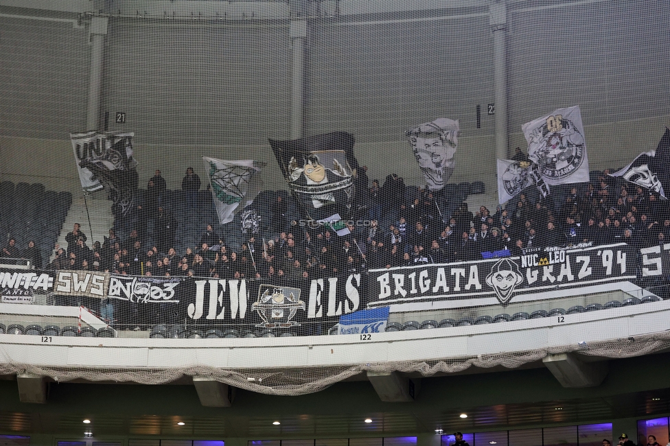 Lille - Sturm Graz
UEFA Champions League Ligaphase 6. Spieltag, Lille OSC - SK Sturm Graz, Stade Pierre Mauroy Lille, 11.12.2024. 

Foto zeigt Fans von Sturm
