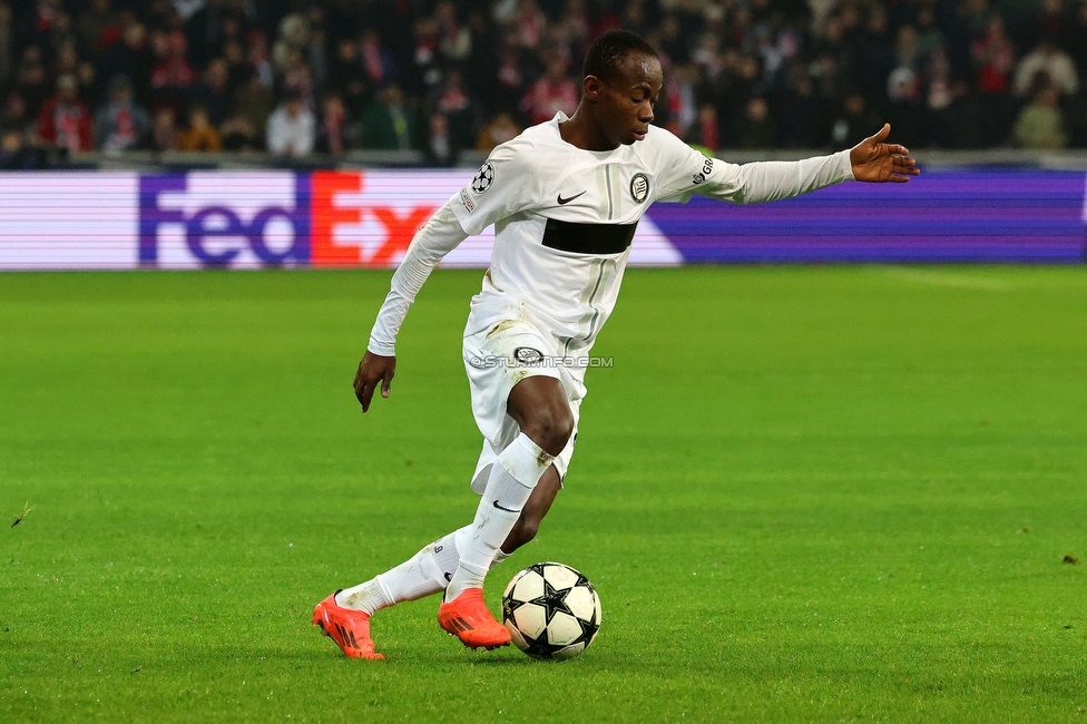 Lille - Sturm Graz
UEFA Champions League Ligaphase 6. Spieltag, Lille OSC - SK Sturm Graz, Stade Pierre Mauroy Lille, 11.12.2024. 

Foto zeigt Malick Junior Yalcouye (Sturm)
