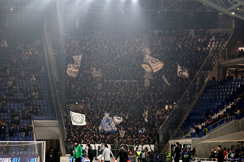 Atalanta - Sturm Graz
UEFA Champions League Ligaphase 7. Spieltag, Atalanta Bergamo Calcio - SK Sturm Graz, Stadio di Bergamo, 21.01.2025. 

Foto zeigt Fans von Sturm
