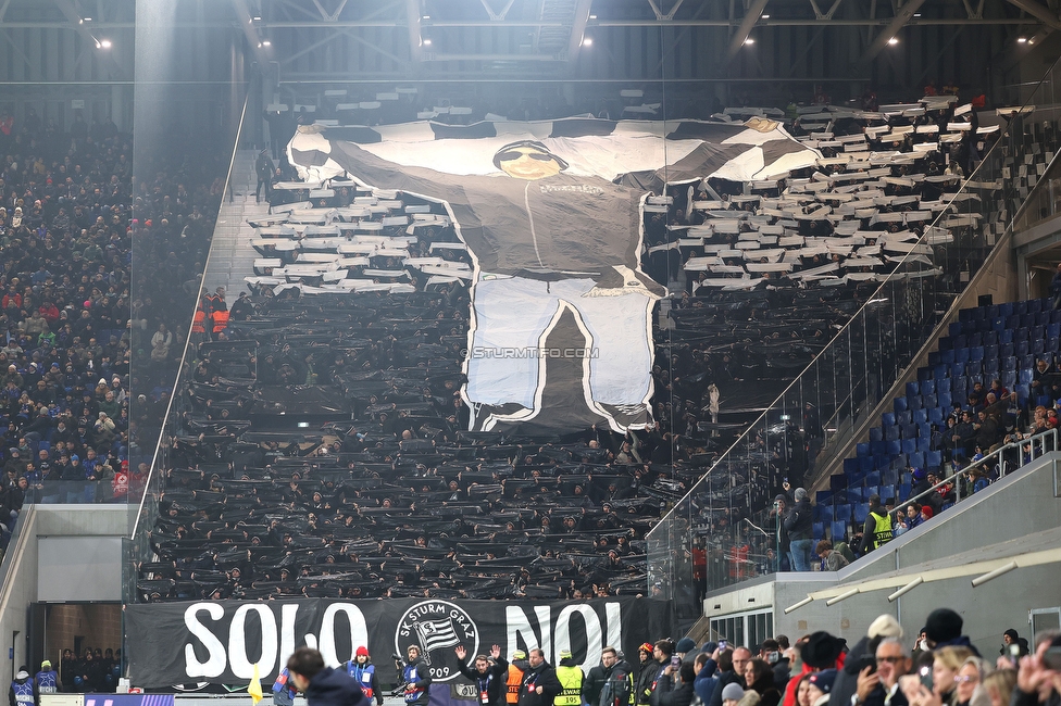 Atalanta - Sturm Graz
UEFA Champions League Ligaphase 7. Spieltag, Atalanta Bergamo Calcio - SK Sturm Graz, Stadio di Bergamo, 21.01.2025. 

Foto zeigt Fans von Sturm mit einer Choreografie
