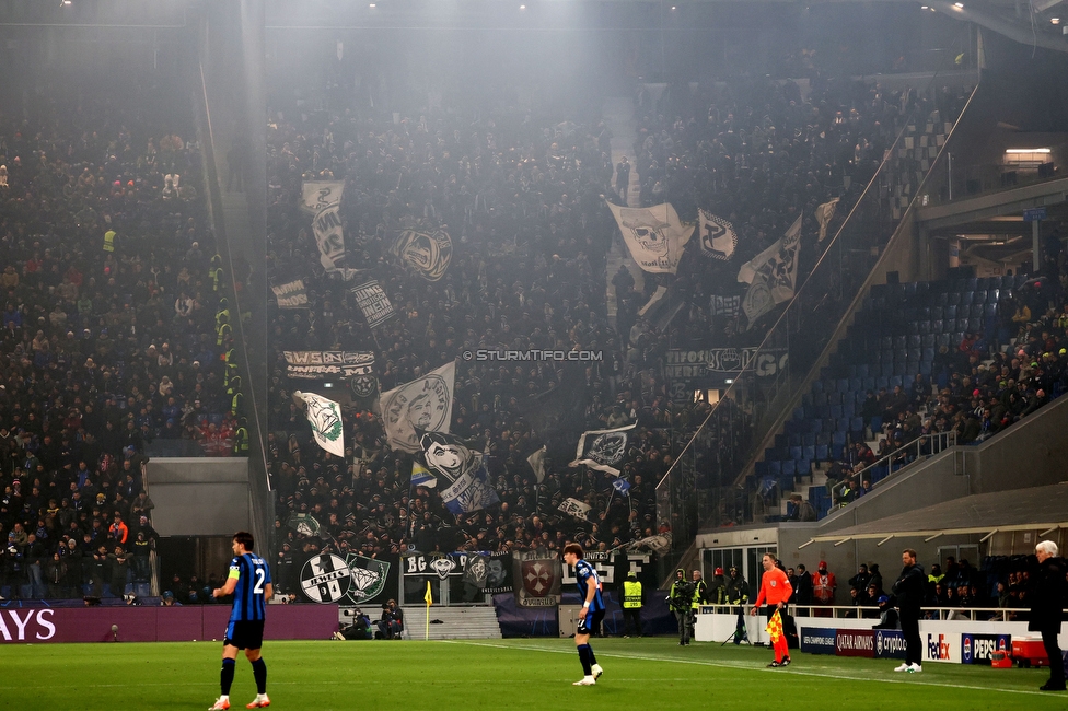 Atalanta - Sturm Graz
UEFA Champions League Ligaphase 7. Spieltag, Atalanta Bergamo Calcio - SK Sturm Graz, Stadio di Bergamo, 21.01.2025. 

Foto zeigt Fans von Sturm
