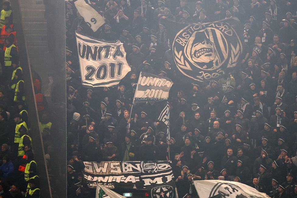 Atalanta - Sturm Graz
UEFA Champions League Ligaphase 7. Spieltag, Atalanta Bergamo Calcio - SK Sturm Graz, Stadio di Bergamo, 21.01.2025. 

Foto zeigt Fans von Sturm
