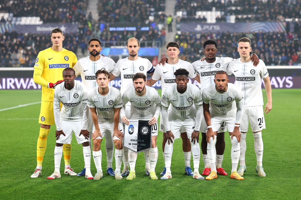 Atalanta - Sturm Graz
UEFA Champions League Ligaphase 7. Spieltag, Atalanta Bergamo Calcio - SK Sturm Graz, Stadio di Bergamo, 21.01.2025. 

Foto zeigt die Mannschaft von Sturm
