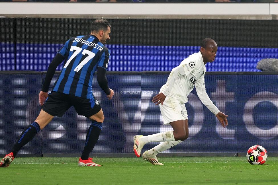 Atalanta - Sturm Graz
UEFA Champions League Ligaphase 7. Spieltag, Atalanta Bergamo Calcio - SK Sturm Graz, Stadio di Bergamo, 21.01.2025. 

Foto zeigt Malick Junior Yalcouye (Sturm)
