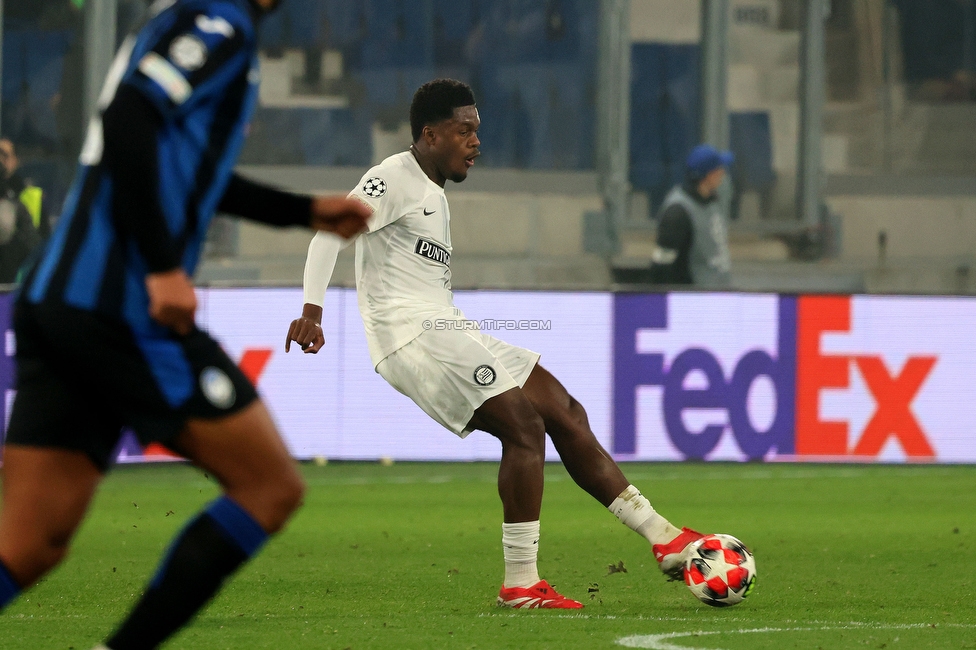 Atalanta - Sturm Graz
UEFA Champions League Ligaphase 7. Spieltag, Atalanta Bergamo Calcio - SK Sturm Graz, Stadio di Bergamo, 21.01.2025. 

Foto zeigt Tochi Phil Chukwuani (Sturm)
