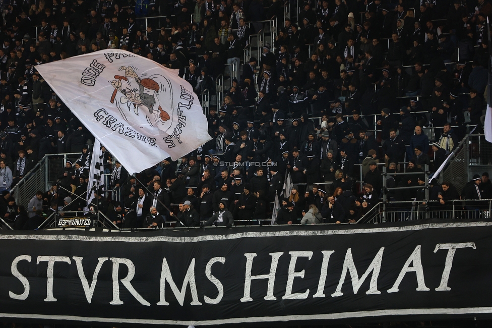 Sturm Graz - Leipzig
UEFA Champions League Ligaphase 8. Spieltag, SK Sturm Graz - RB Leipzig, Woerthersee Stadion Klagenfurt, 29.01.2025. 

Foto zeigt Fans von Sturm
