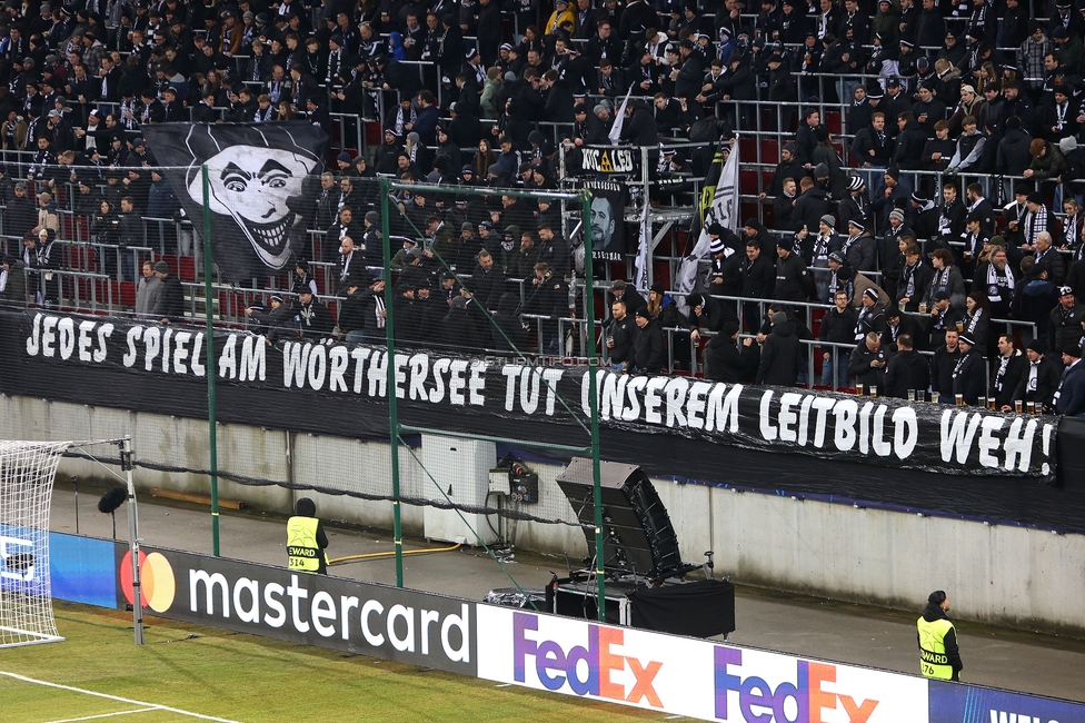 Sturm Graz - Leipzig
UEFA Champions League Ligaphase 8. Spieltag, SK Sturm Graz - RB Leipzig, Woerthersee Stadion Klagenfurt, 29.01.2025. 

Foto zeigt Fans von Sturm
