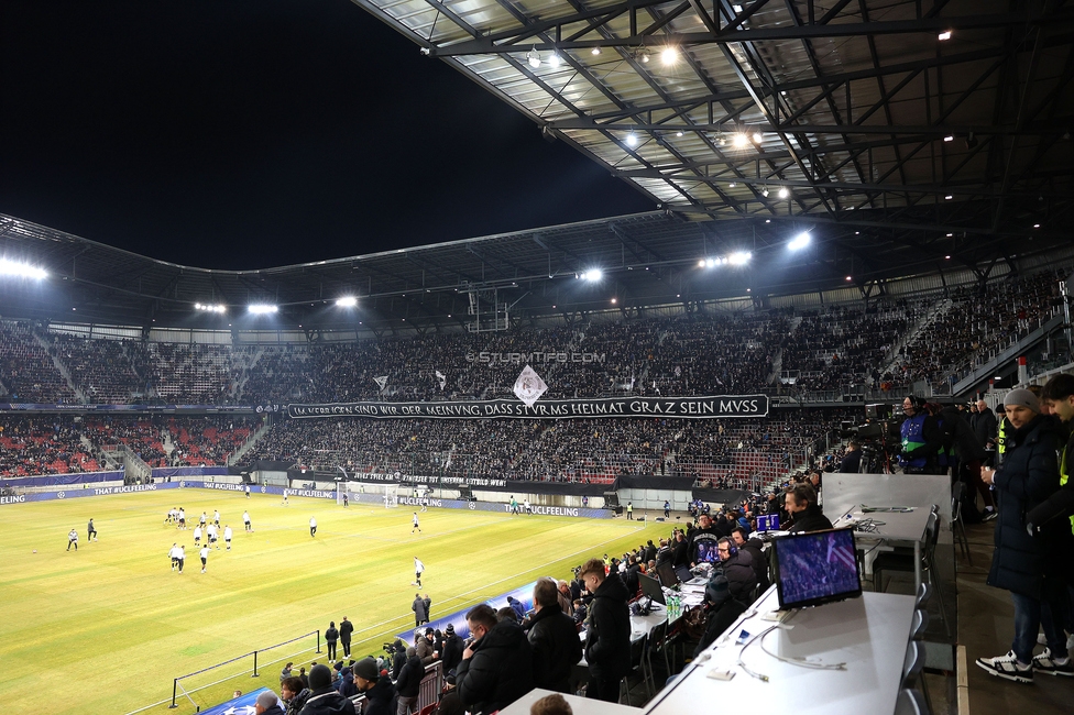 Sturm Graz - Leipzig
UEFA Champions League Ligaphase 8. Spieltag, SK Sturm Graz - RB Leipzig, Woerthersee Stadion Klagenfurt, 29.01.2025. 

Foto zeigt Fans von Sturm
