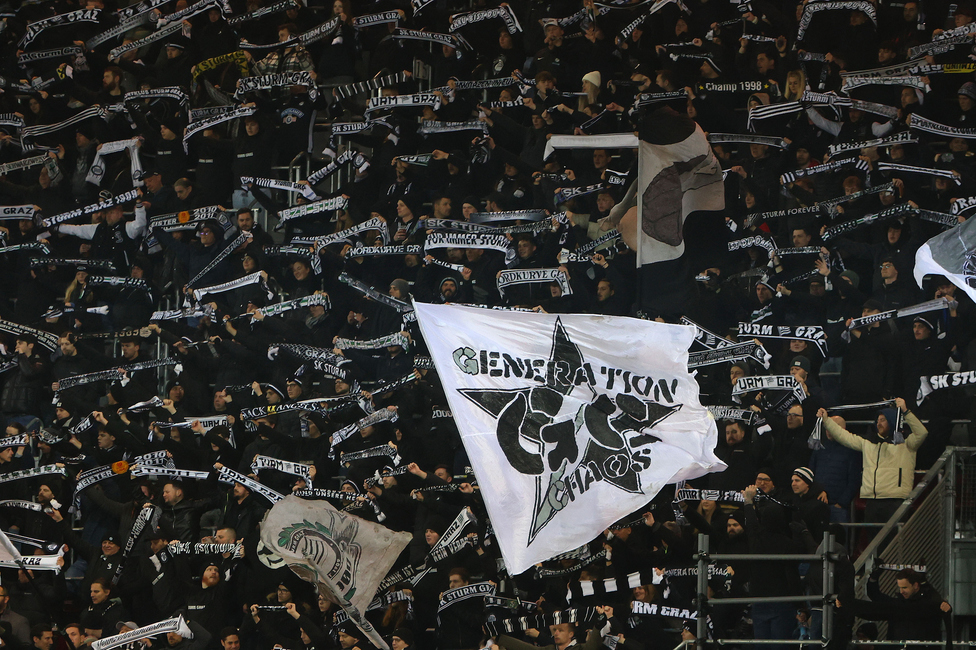 Sturm Graz - Leipzig
UEFA Champions League Ligaphase 8. Spieltag, SK Sturm Graz - RB Leipzig, Woerthersee Stadion Klagenfurt, 29.01.2025. 

Foto zeigt Fans von Sturm
