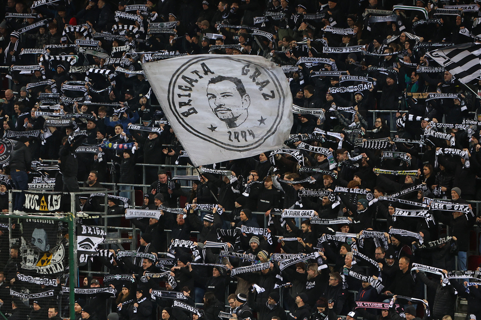 Sturm Graz - Leipzig
UEFA Champions League Ligaphase 8. Spieltag, SK Sturm Graz - RB Leipzig, Woerthersee Stadion Klagenfurt, 29.01.2025. 

Foto zeigt Fans von Sturm
