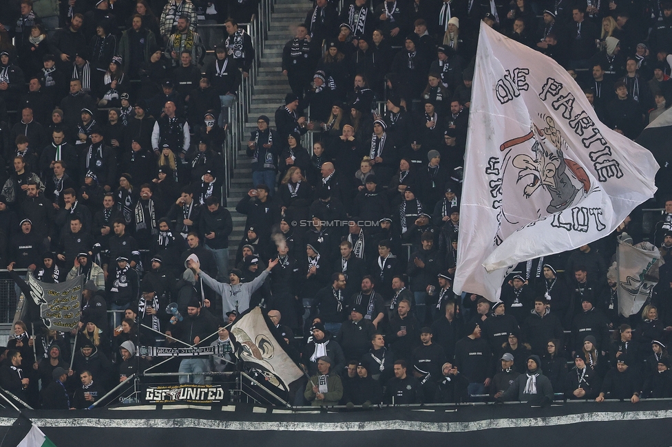 Sturm Graz - Leipzig
UEFA Champions League Ligaphase 8. Spieltag, SK Sturm Graz - RB Leipzig, Woerthersee Stadion Klagenfurt, 29.01.2025. 

Foto zeigt Fans von Sturm
