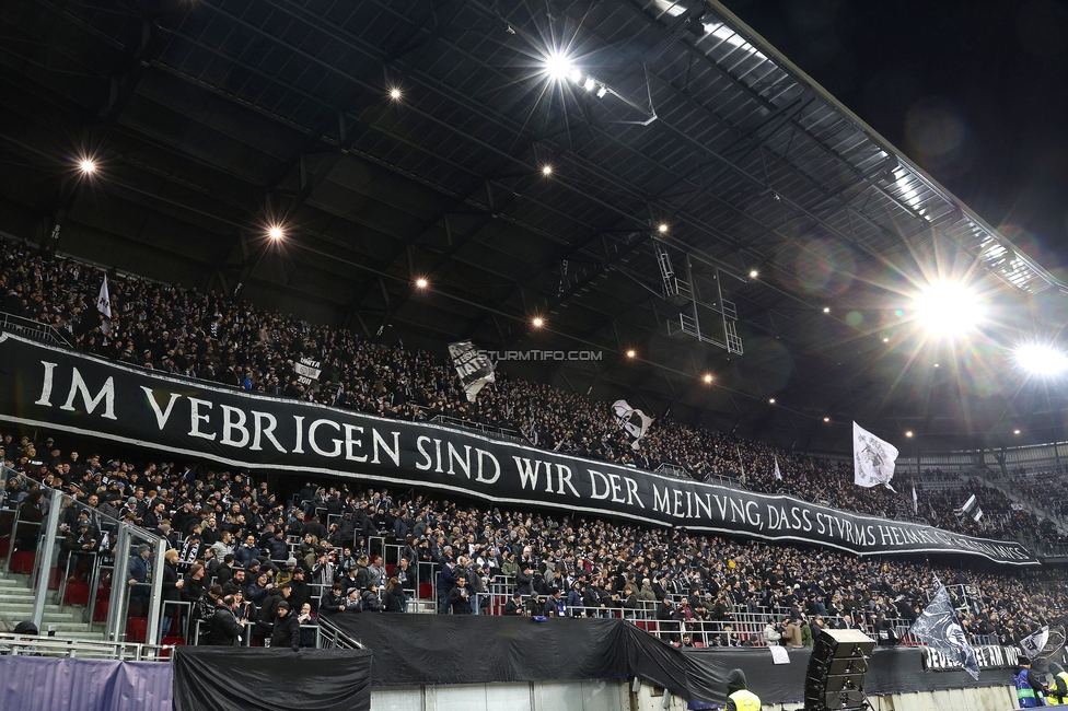 Sturm Graz - Leipzig
UEFA Champions League Ligaphase 8. Spieltag, SK Sturm Graz - RB Leipzig, Woerthersee Stadion Klagenfurt, 29.01.2025. 

Foto zeigt Fans von Sturm
