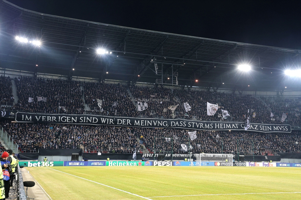 Sturm Graz - Leipzig
UEFA Champions League Ligaphase 8. Spieltag, SK Sturm Graz - RB Leipzig, Woerthersee Stadion Klagenfurt, 29.01.2025. 

Foto zeigt Fans von Sturm
