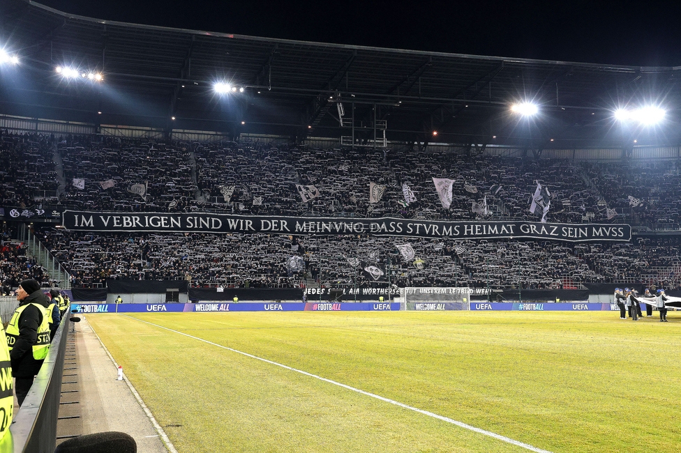 Sturm Graz - Leipzig
UEFA Champions League Ligaphase 8. Spieltag, SK Sturm Graz - RB Leipzig, Woerthersee Stadion Klagenfurt, 29.01.2025. 

Foto zeigt Fans von Sturm
