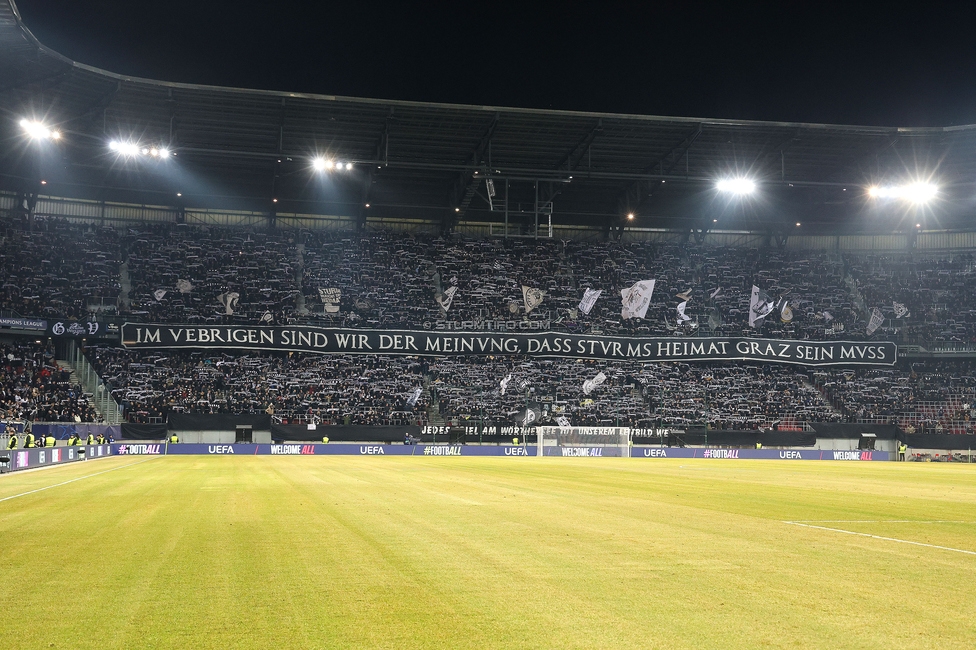 Sturm Graz - Leipzig
UEFA Champions League Ligaphase 8. Spieltag, SK Sturm Graz - RB Leipzig, Woerthersee Stadion Klagenfurt, 29.01.2025. 

Foto zeigt Fans von Sturm
