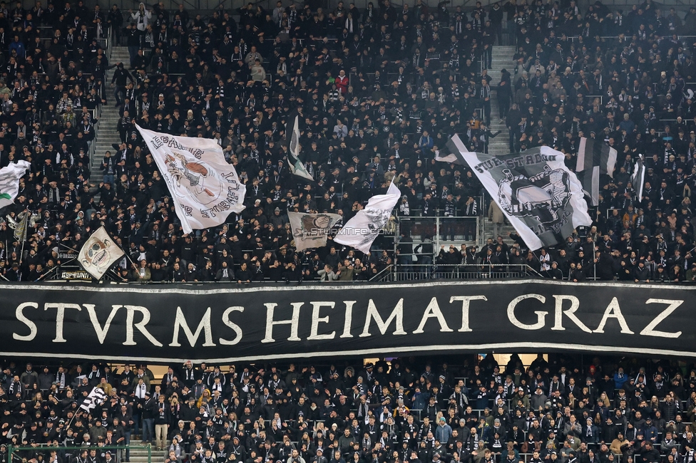 Sturm Graz - Leipzig
UEFA Champions League Ligaphase 8. Spieltag, SK Sturm Graz - RB Leipzig, Woerthersee Stadion Klagenfurt, 29.01.2025. 

Foto zeigt Fans von Sturm
