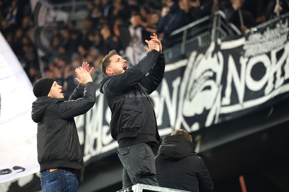 Sturm Graz - Leipzig
UEFA Champions League Ligaphase 8. Spieltag, SK Sturm Graz - RB Leipzig, Woerthersee Stadion Klagenfurt, 29.01.2025. 

Foto zeigt Fans von Sturm
