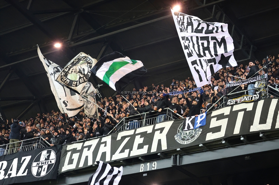 Sturm Graz - Leipzig
UEFA Champions League Ligaphase 8. Spieltag, SK Sturm Graz - RB Leipzig, Woerthersee Stadion Klagenfurt, 29.01.2025. 

Foto zeigt Fans von Sturm
