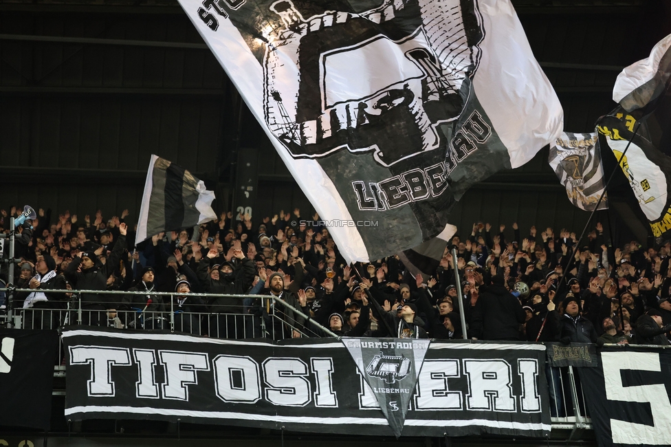 Sturm Graz - Leipzig
UEFA Champions League Ligaphase 8. Spieltag, SK Sturm Graz - RB Leipzig, Woerthersee Stadion Klagenfurt, 29.01.2025. 

Foto zeigt Fans von Sturm
