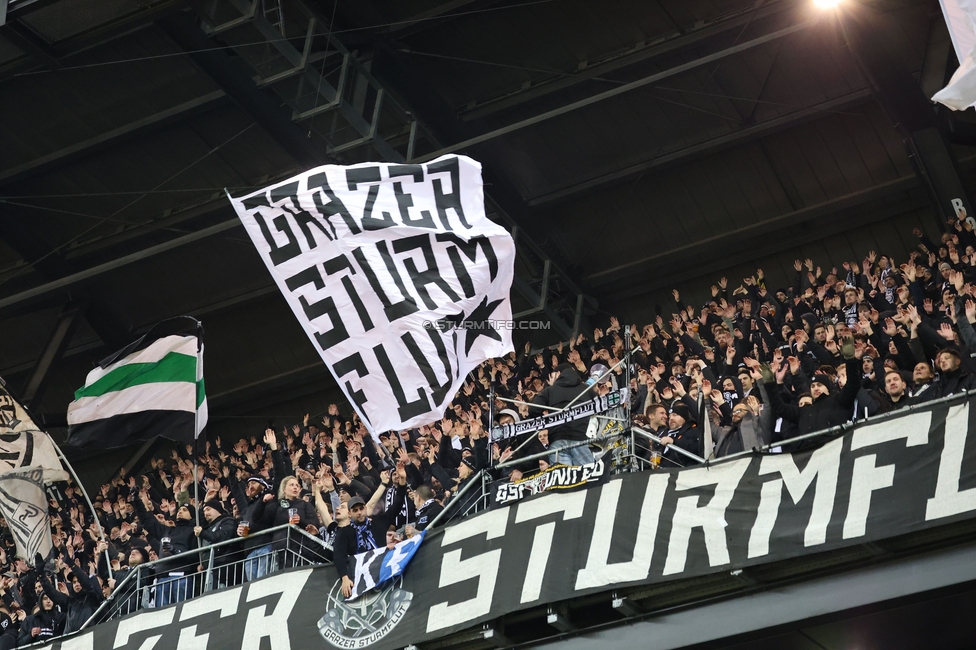 Sturm Graz - Leipzig
UEFA Champions League Ligaphase 8. Spieltag, SK Sturm Graz - RB Leipzig, Woerthersee Stadion Klagenfurt, 29.01.2025. 

Foto zeigt Fans von Sturm
