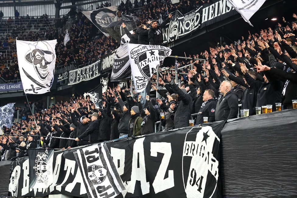 Sturm Graz - Leipzig
UEFA Champions League Ligaphase 8. Spieltag, SK Sturm Graz - RB Leipzig, Woerthersee Stadion Klagenfurt, 29.01.2025. 

Foto zeigt Fans von Sturm
