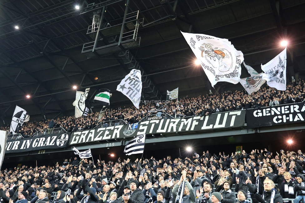 Sturm Graz - Leipzig
UEFA Champions League Ligaphase 8. Spieltag, SK Sturm Graz - RB Leipzig, Woerthersee Stadion Klagenfurt, 29.01.2025. 

Foto zeigt Fans von Sturm
