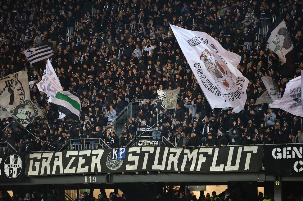 Sturm Graz - Leipzig
UEFA Champions League Ligaphase 8. Spieltag, SK Sturm Graz - RB Leipzig, Woerthersee Stadion Klagenfurt, 29.01.2025. 

Foto zeigt Fans von Sturm
