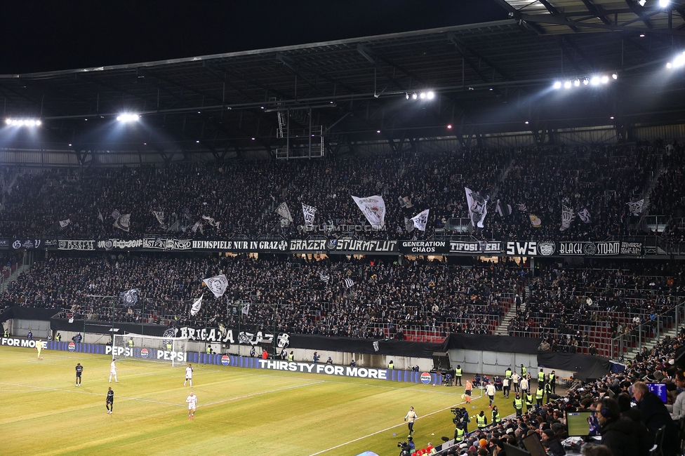 Sturm Graz - Leipzig
UEFA Champions League Ligaphase 8. Spieltag, SK Sturm Graz - RB Leipzig, Woerthersee Stadion Klagenfurt, 29.01.2025. 

Foto zeigt Fans von Sturm
