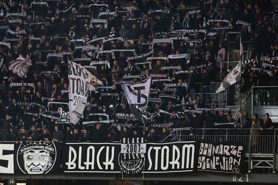 Sturm Graz - Leipzig
UEFA Champions League Ligaphase 8. Spieltag, SK Sturm Graz - RB Leipzig, Woerthersee Stadion Klagenfurt, 29.01.2025. 

Foto zeigt Fans von Sturm
