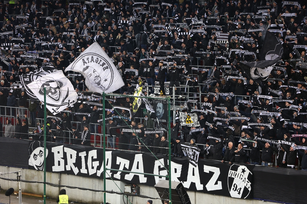 Sturm Graz - Leipzig
UEFA Champions League Ligaphase 8. Spieltag, SK Sturm Graz - RB Leipzig, Woerthersee Stadion Klagenfurt, 29.01.2025. 

Foto zeigt Fans von Sturm
