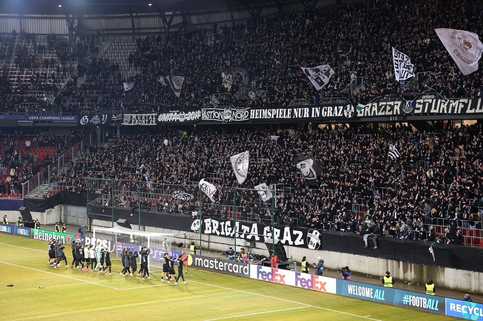 Sturm Graz - Leipzig
UEFA Champions League Ligaphase 8. Spieltag, SK Sturm Graz - RB Leipzig, Woerthersee Stadion Klagenfurt, 29.01.2025. 

Foto zeigt Fans von Sturm
