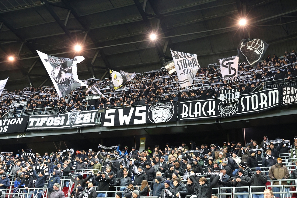 Sturm Graz - Leipzig
UEFA Champions League Ligaphase 8. Spieltag, SK Sturm Graz - RB Leipzig, Woerthersee Stadion Klagenfurt, 29.01.2025. 

Foto zeigt Fans von Sturm
