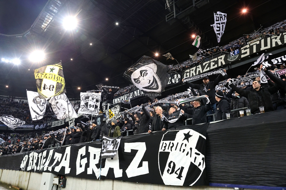 Sturm Graz - Leipzig
UEFA Champions League Ligaphase 8. Spieltag, SK Sturm Graz - RB Leipzig, Woerthersee Stadion Klagenfurt, 29.01.2025. 

Foto zeigt Fans von Sturm
