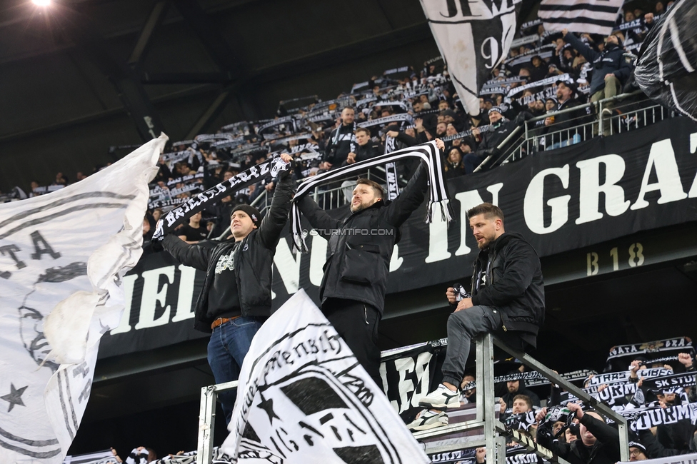 Sturm Graz - Leipzig
UEFA Champions League Ligaphase 8. Spieltag, SK Sturm Graz - RB Leipzig, Woerthersee Stadion Klagenfurt, 29.01.2025. 

Foto zeigt Fans von Sturm
