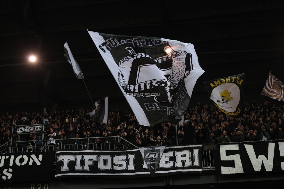 Sturm Graz - Leipzig
UEFA Champions League Ligaphase 8. Spieltag, SK Sturm Graz - RB Leipzig, Woerthersee Stadion Klagenfurt, 29.01.2025. 

Foto zeigt Fans von Sturm
