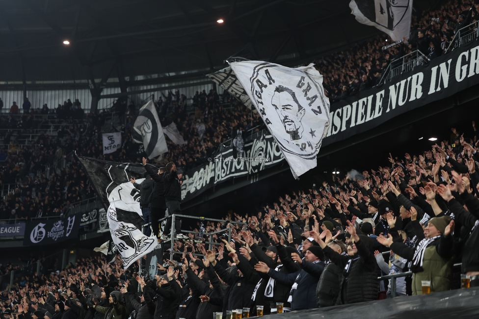 Sturm Graz - Leipzig
UEFA Champions League Ligaphase 8. Spieltag, SK Sturm Graz - RB Leipzig, Woerthersee Stadion Klagenfurt, 29.01.2025. 

Foto zeigt Fans von Sturm
