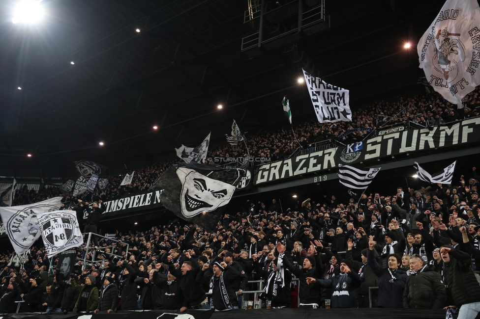 Sturm Graz - Leipzig
UEFA Champions League Ligaphase 8. Spieltag, SK Sturm Graz - RB Leipzig, Woerthersee Stadion Klagenfurt, 29.01.2025. 

Foto zeigt Fans von Sturm
