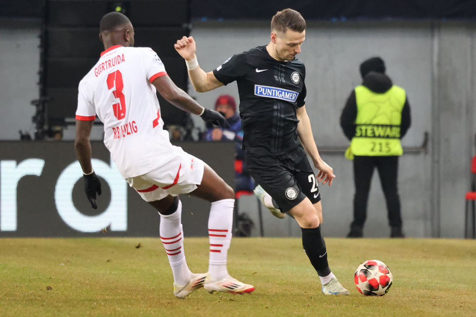 Sturm Graz - Leipzig
UEFA Champions League Ligaphase 8. Spieltag, SK Sturm Graz - RB Leipzig, Woerthersee Stadion Klagenfurt, 29.01.2025. 

Foto zeigt Dimitri Lavalee (Sturm)
