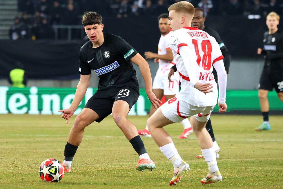 Sturm Graz - Leipzig
UEFA Champions League Ligaphase 8. Spieltag, SK Sturm Graz - RB Leipzig, Woerthersee Stadion Klagenfurt, 29.01.2025. 

Foto zeigt Arjan Malic (Sturm)
