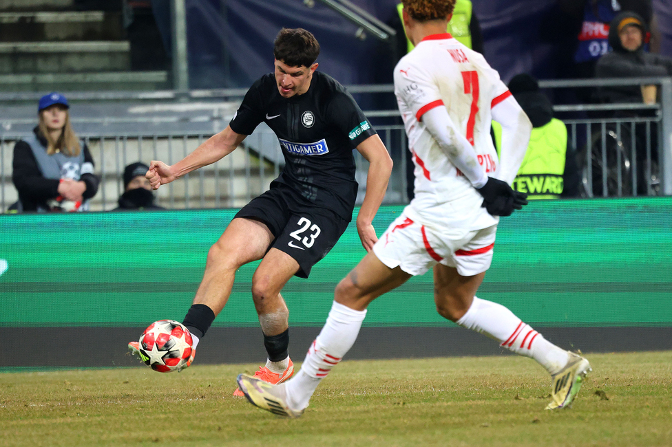 Sturm Graz - Leipzig
UEFA Champions League Ligaphase 8. Spieltag, SK Sturm Graz - RB Leipzig, Woerthersee Stadion Klagenfurt, 29.01.2025. 

Foto zeigt Arjan Malic (Sturm)
Schlüsselwörter: torjubel