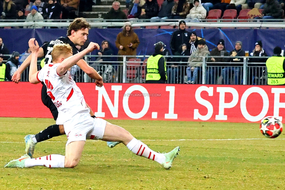 Sturm Graz - Leipzig
UEFA Champions League Ligaphase 8. Spieltag, SK Sturm Graz - RB Leipzig, Woerthersee Stadion Klagenfurt, 29.01.2025. 

Foto zeigt William Boeving (Sturm)
