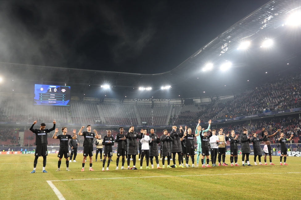 Sturm Graz - Leipzig
UEFA Champions League Ligaphase 8. Spieltag, SK Sturm Graz - RB Leipzig, Woerthersee Stadion Klagenfurt, 29.01.2025. 

Foto zeigt die Mannschaft von Sturm
