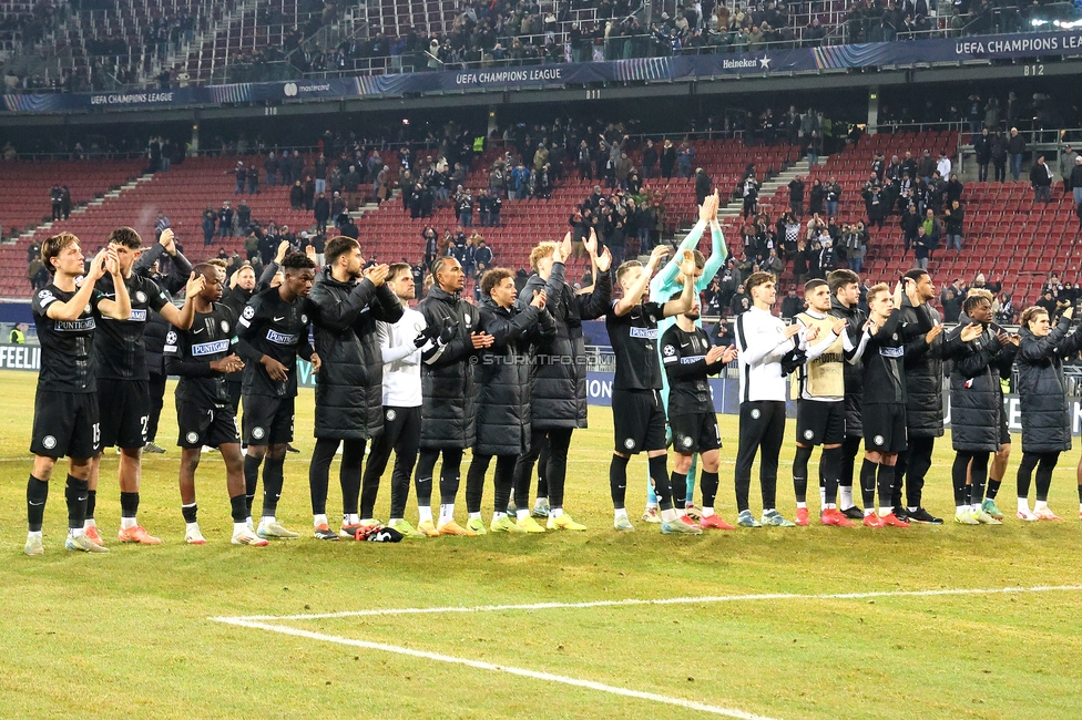 Sturm Graz - Leipzig
UEFA Champions League Ligaphase 8. Spieltag, SK Sturm Graz - RB Leipzig, Woerthersee Stadion Klagenfurt, 29.01.2025. 

Foto zeigt die Mannschaft von Sturm
