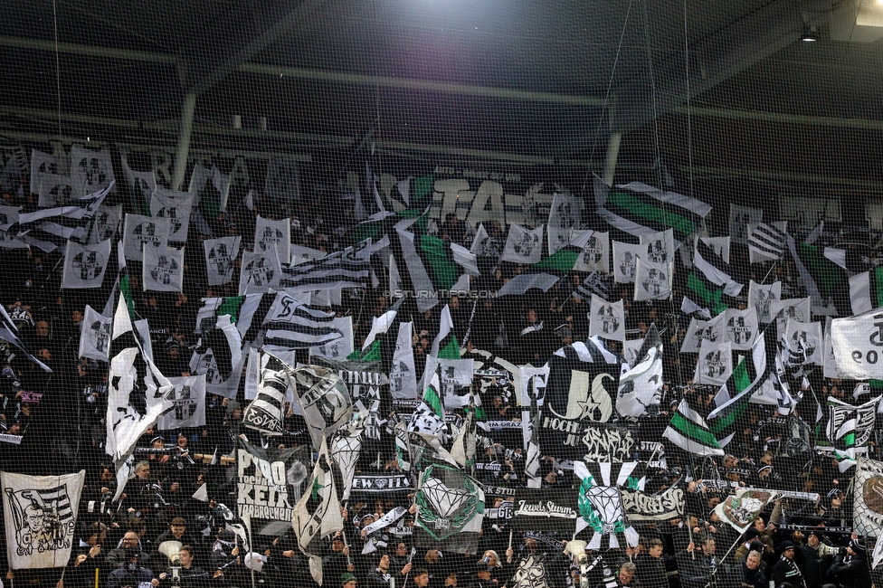 Sturm Graz - Austria Wien
OEFB Cup, Viertelfinale, SK Sturm Graz - FK Austria Wien, Stadion Liebenau Graz, 01.02.2025. 

Foto zeigt Fans von Sturm mit einer Choreografie
